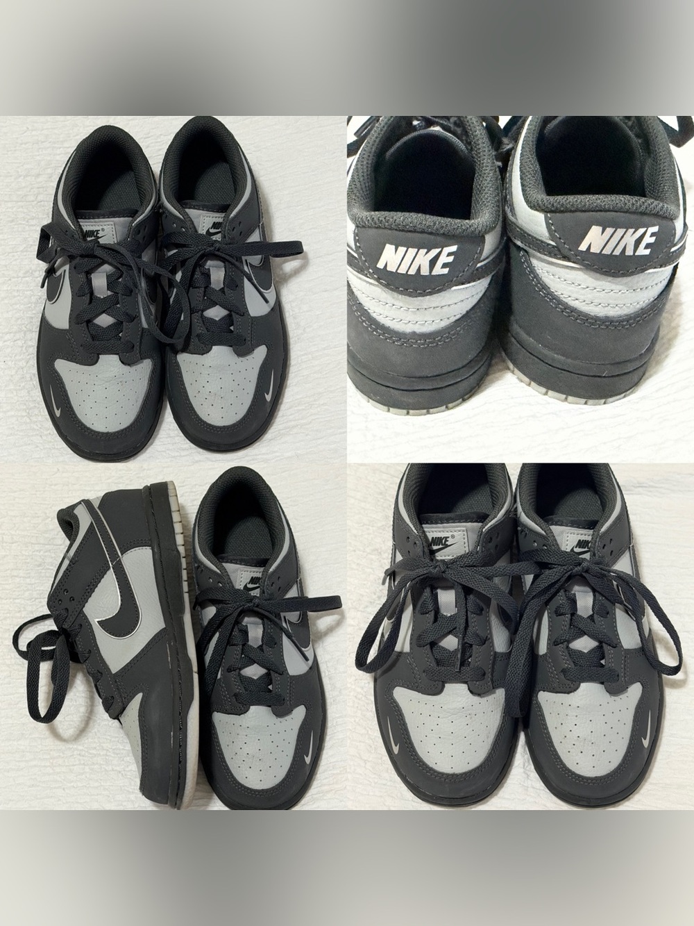 Nike Dunk Low GS Kids Size 2Y Gray Black White Sneakers IO2092-060